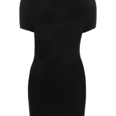 Платье мини в рубчик