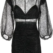 Платье мини с длинными рукавами и вышивкой