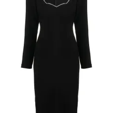 Платье миди с длинными рукавами и кристаллами