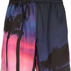 Шорты с эластичным поясом и графичным принтом