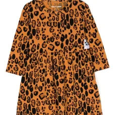 Платье с длинными рукавами и леопардовым принтом