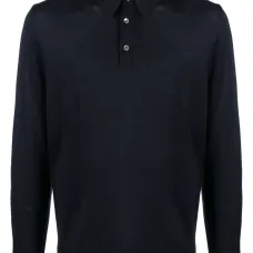 Шерстяная рубашка поло с длинными рукавами