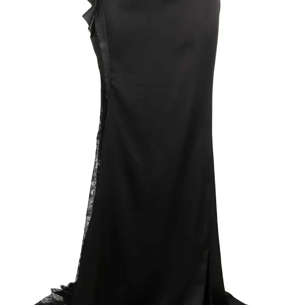 Атласная юбка макси с цветочным декором