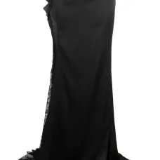 Атласная юбка макси с цветочным декором