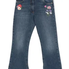 Джинсы с цветочной вышивкой