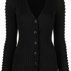 Кардиган в рубчик с V-образным вырезом