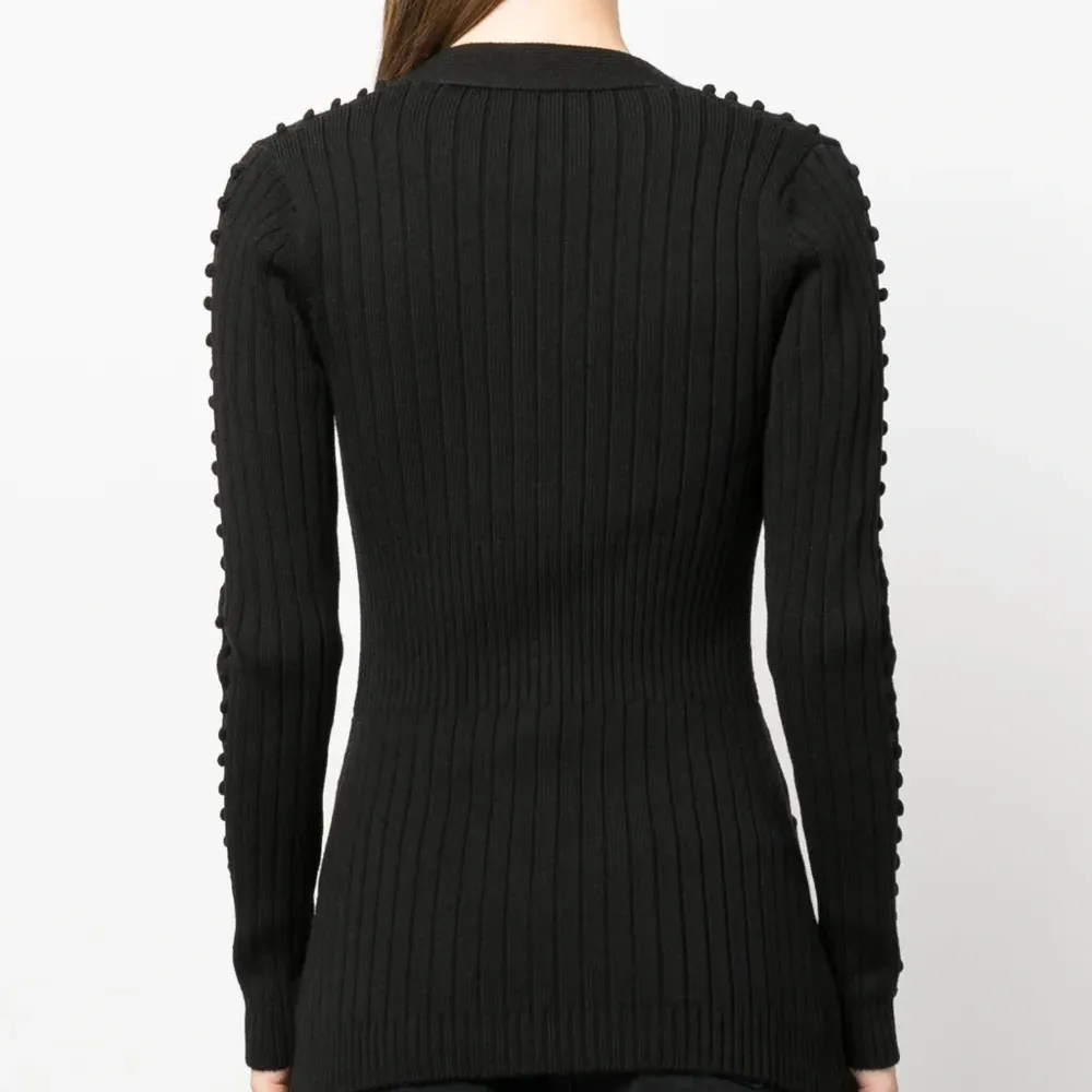 Кардиган в рубчик с V-образным вырезом