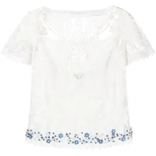 Блузка с квадратным вырезом и кружевом