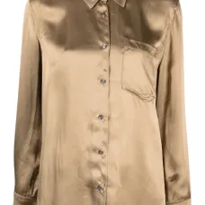 Атласная рубашка с длинными рукавами