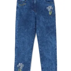 Прямые джинсы с вышитым логотипом Прямые джинсы с вышитым логотипом