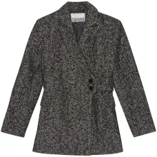 Блейзер с поясом и узором в елочку