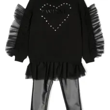 Комплект из толстовки и легинсов с оборками и логотипом