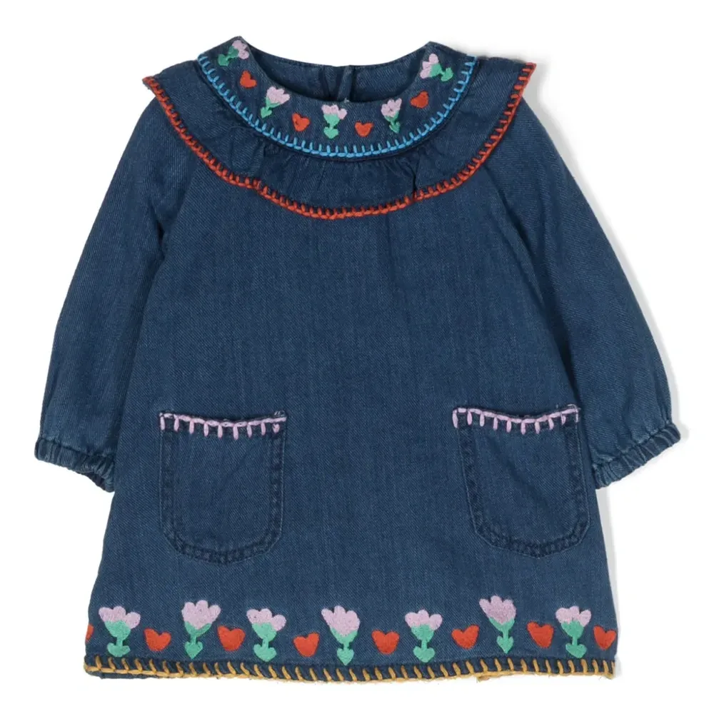 Джинсовое платье с вышивкой