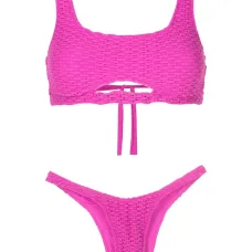 Woven-design cut-out bikini