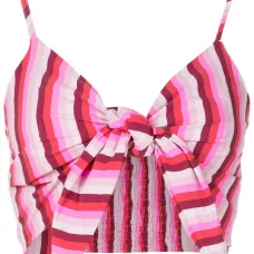 Stripe-print tied crop top