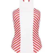 Striped halterneck swimsuit
