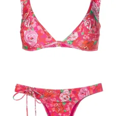 Geometric rose-print bikini