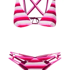 Stripe-print strappy bikini