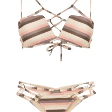 Stripe-print strappy bikini