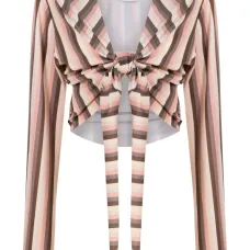 Striped long-sleeve crop top