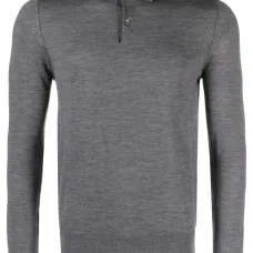 Рубашка поло из шерсти с длинными рукавами Рубашка поло из шерсти с длинными рукавами