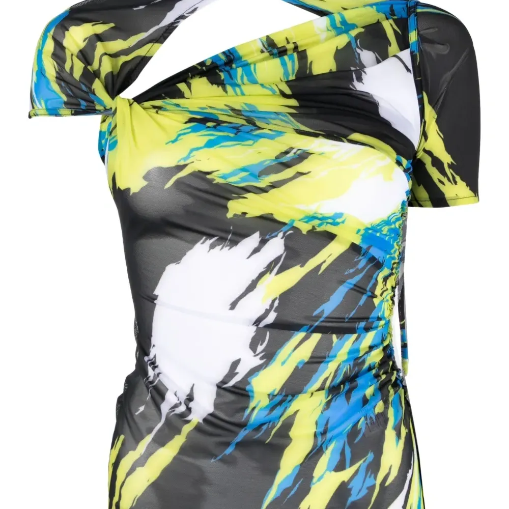 Полупрозрачное платье с графичным принтом