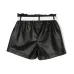 Faux-leather belted shorts