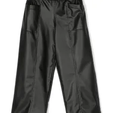 Faux-leather straight-leg trousers