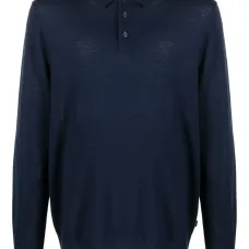 Шерстяная рубашка поло с длинными рукавами Шерстяная рубашка поло с длинными рукавами