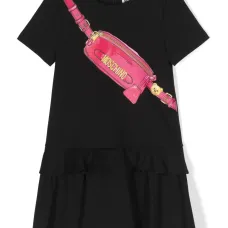 Платье с оборками и графичным принтом