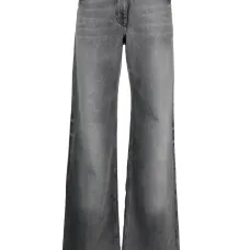 Широкие джинсы с эффектом потертости