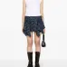 Monogram-pattern asymmetric miniskirt