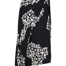 Text-print wrap skirt