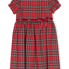 Платье в клетку тартан со складками