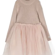 Платье со вставкой из тюля и логотипом