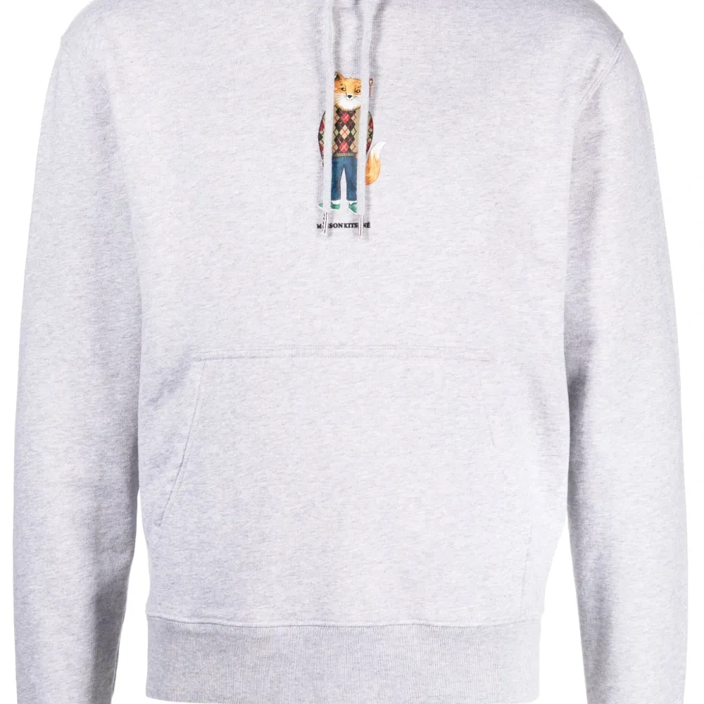 Меланжевое худи с принтом