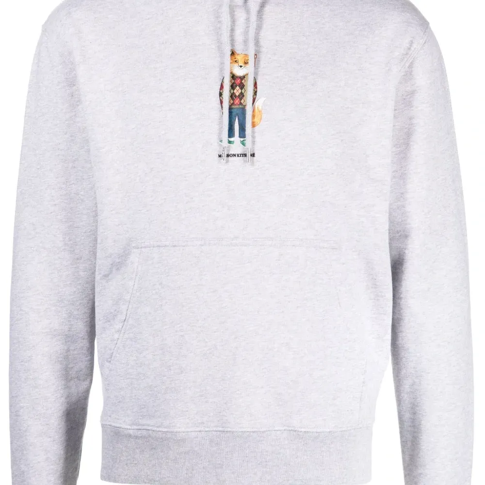 Меланжевое худи с принтом