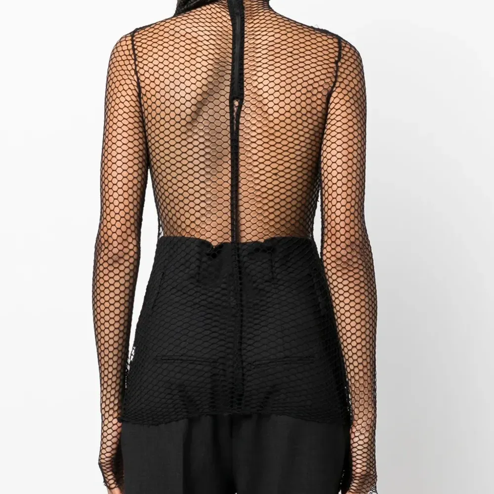 Полупрозрачный топ с длинными рукавами