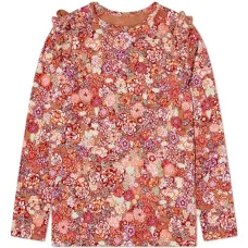 Футболка с оборками и цветочным принтом