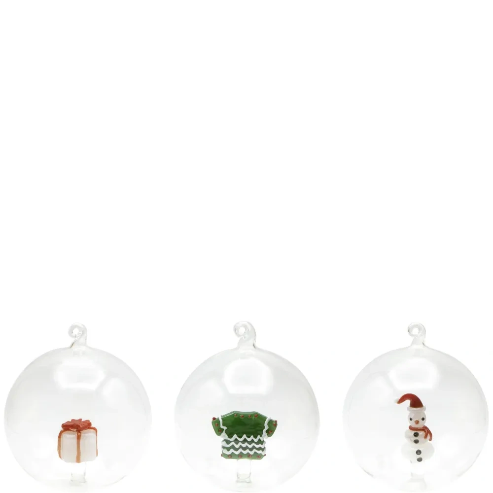 Набор из трех елочных шаров с 3D-декором