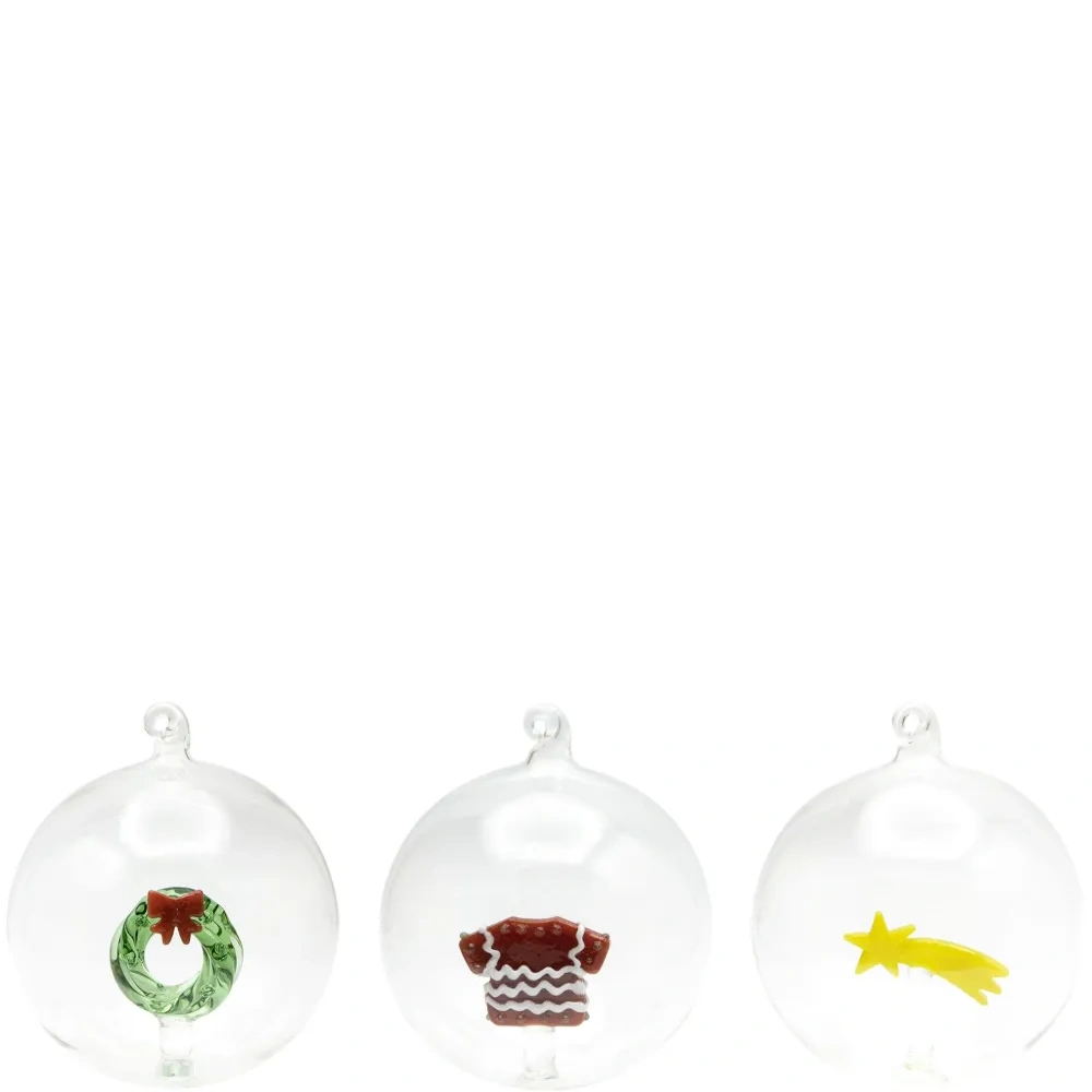 Набор из трех елочных шаров с 3D-декором