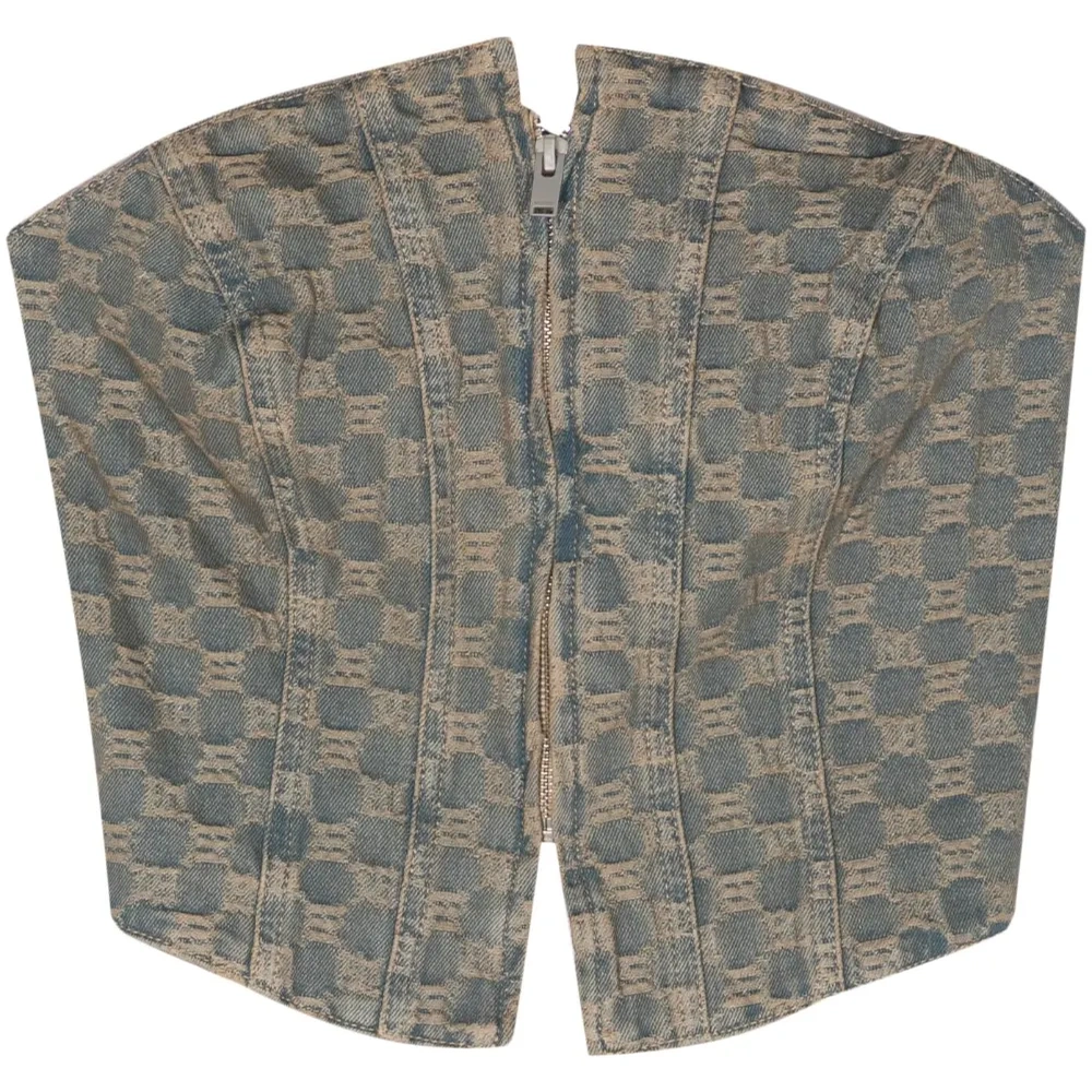 Джинсовый топ-корсет с монограммой