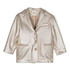 Двубортный блейзер с эффектом металлик