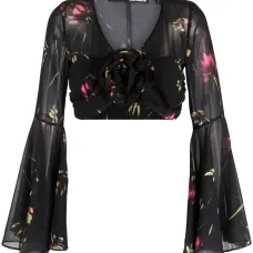 Полупрозрачная блузка с цветочным принтом