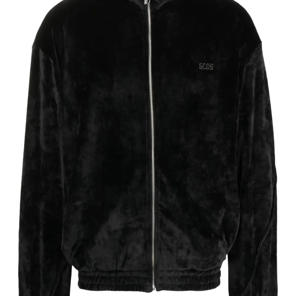 Бархатный бомбер с вышитым логотипом