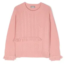 Джемпер фактурной вязки с бахромой