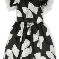 Платье с поясом и принтом