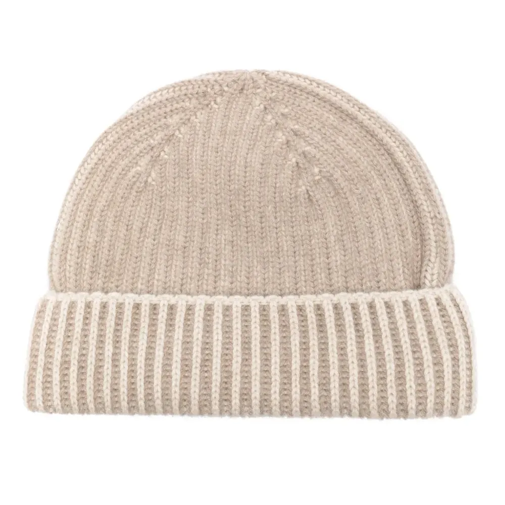 Кашемировая шапка бини в рубчик