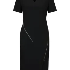 V-neck zip-detail dress