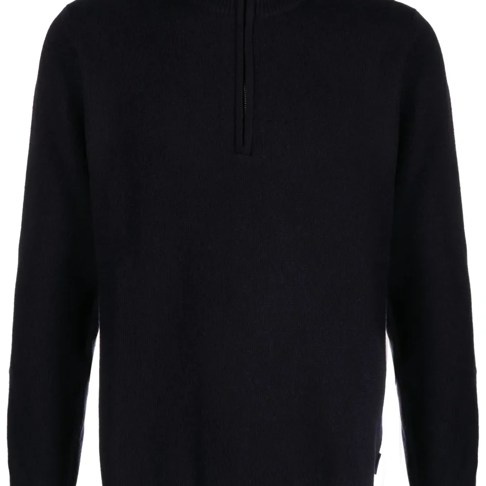 Funnel-neck zip-up wool jumper